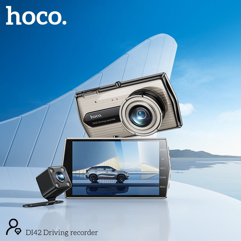 Hoco Car Driving Recorder 1080p Dashcam with Display + Rear View Camer