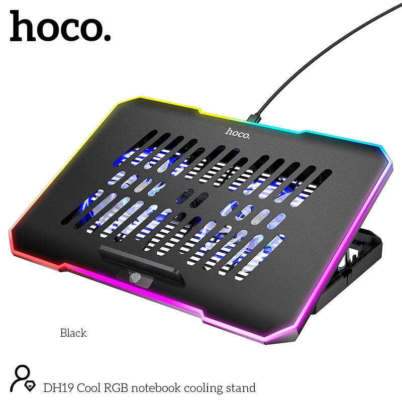 Hoco DH19 Adjustable RGB Laptop Cooler Fan With Phone Stand