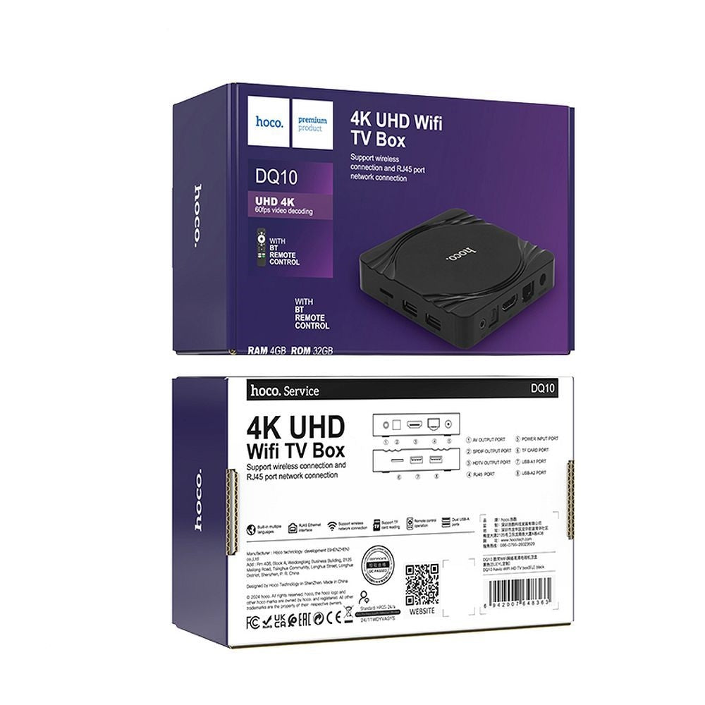 Hoco DQ10 4K UHD WiFi Android TV Box 4GB/32GB