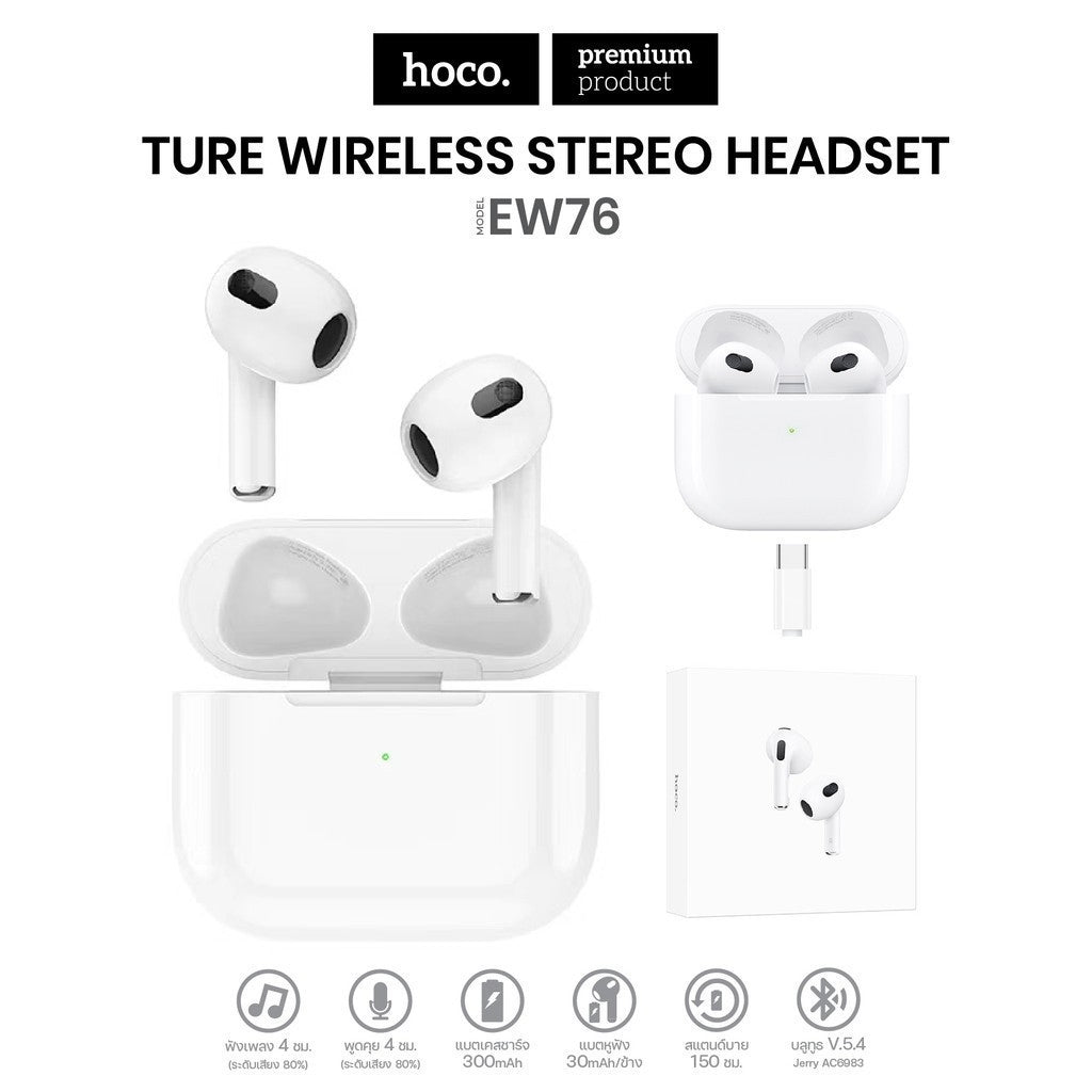 Hoco EW76 Airpod 3rdGen Design TWS Headset White – Gadget Geek