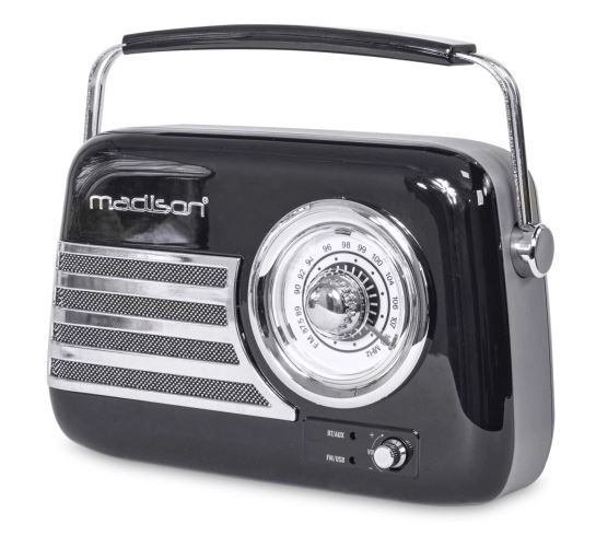 Madison Retro FM BT 30W Rechargeable Bluetooth Radio with USB and AUX