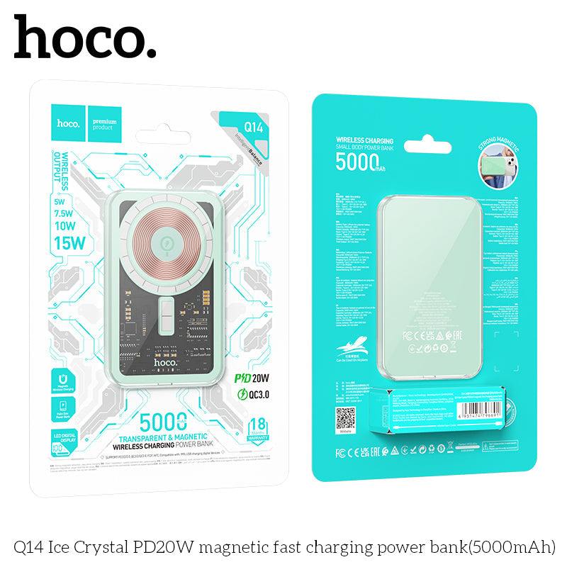 Hoco Q14 Ice Crystal PD Magsafe Magnetic PowerBank (20W) 5000mAh Blue