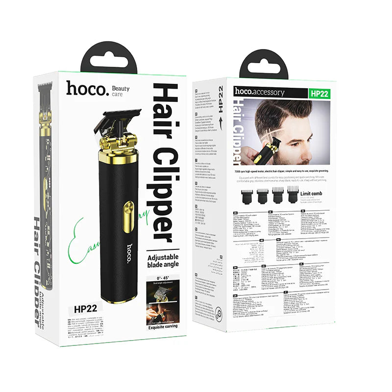 Hoco HP22 Luxury Retro Engraving Electric Hair Clipper Gold Black