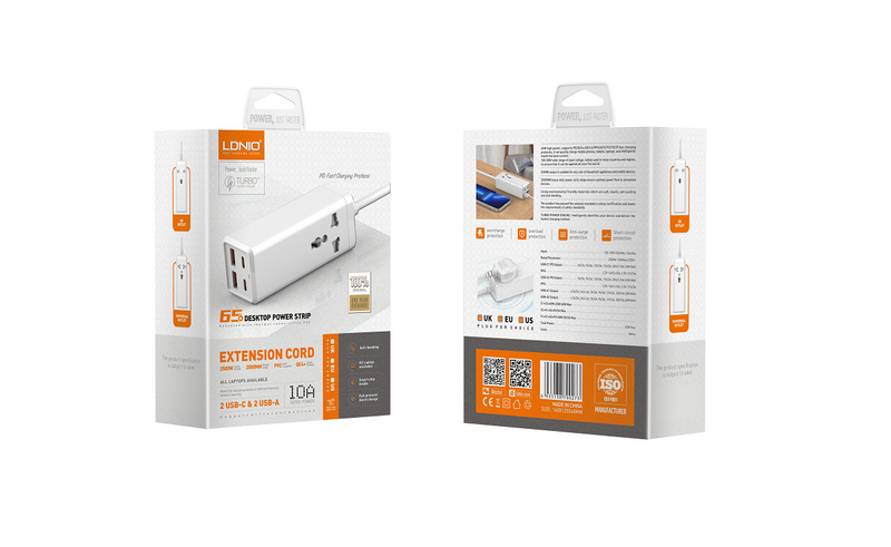 LDNIO SC1418 Multi-functional 4 Port+ AC Extension Power Strip (65W)