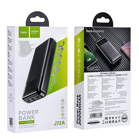 Hoco J72A Easy Travel Dual USB Type-C Fast Charging Power Bank 20000mAh (Black)
