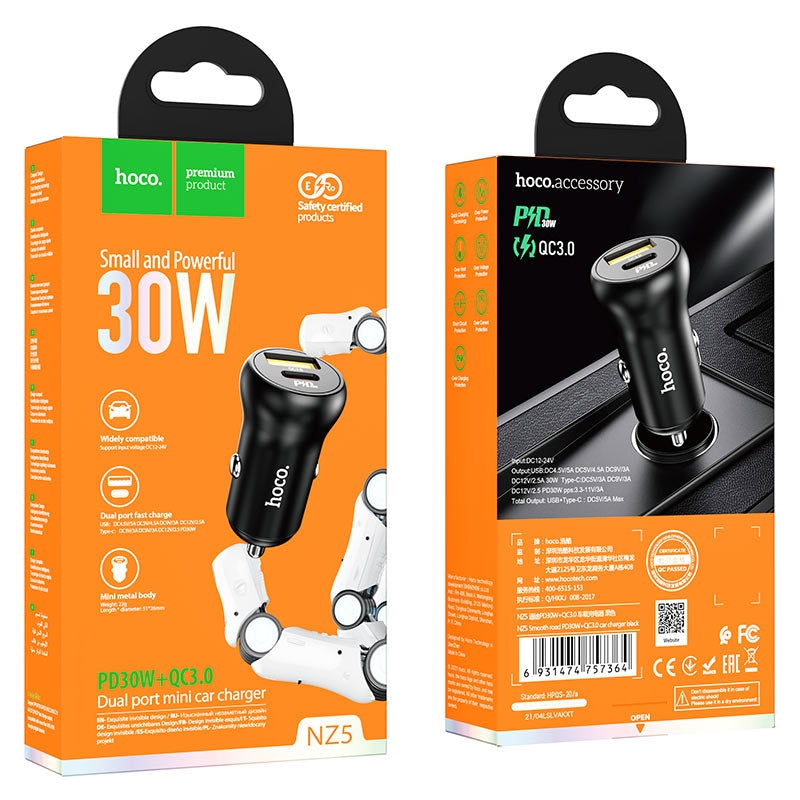 Hoco NZ5 Smooth Road PD30W+QC3.0 Car Charger