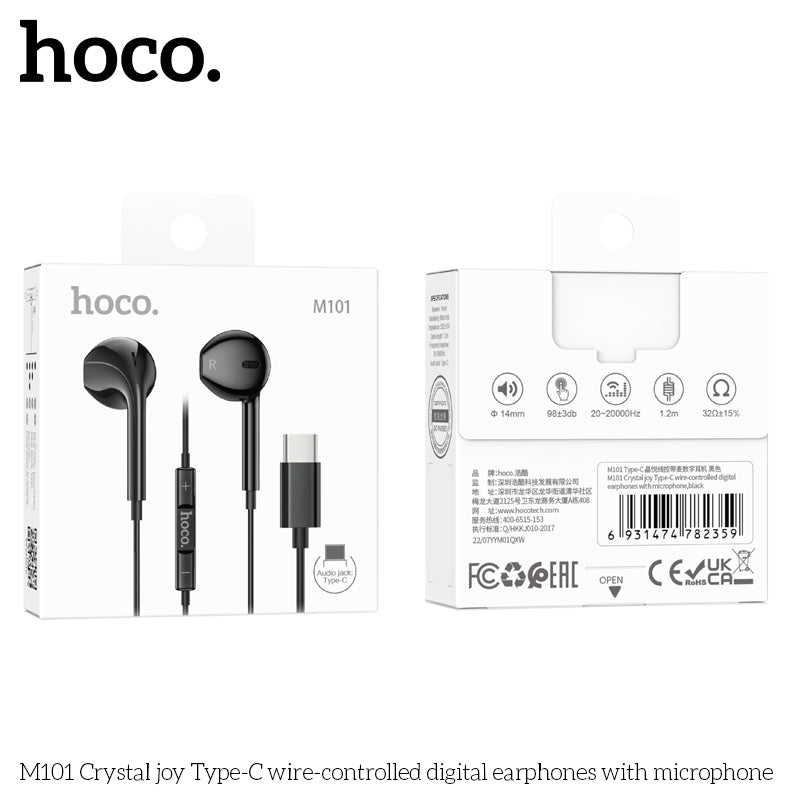 Hoco M101 Crystal Joy Type-C Wired Earphone