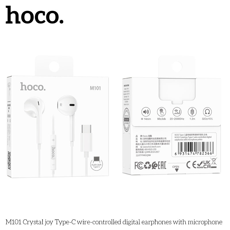 Hoco M101 Crystal Joy Type-C Wired Earphone