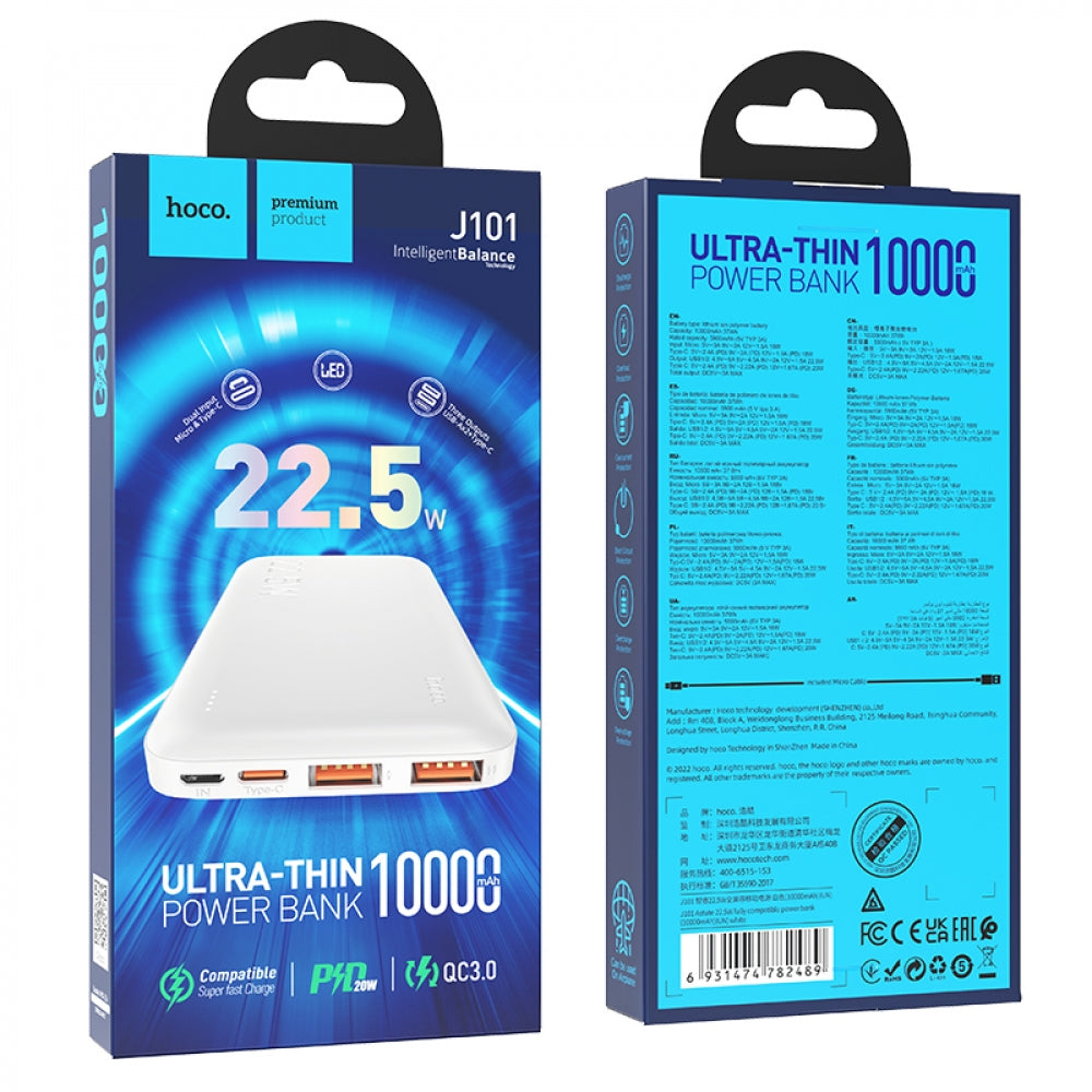 Hoco J101 Ultra Thin 22.5W Full Compatible Powerbank (10000mAh)