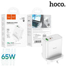 HOCO C113B Quick Charger PD 65W Dual Port 1A1C Charger UK Plug