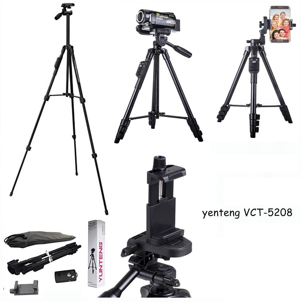 YUNTENG VCT-5208 43cm-125cm Aluminum Professional Tripod