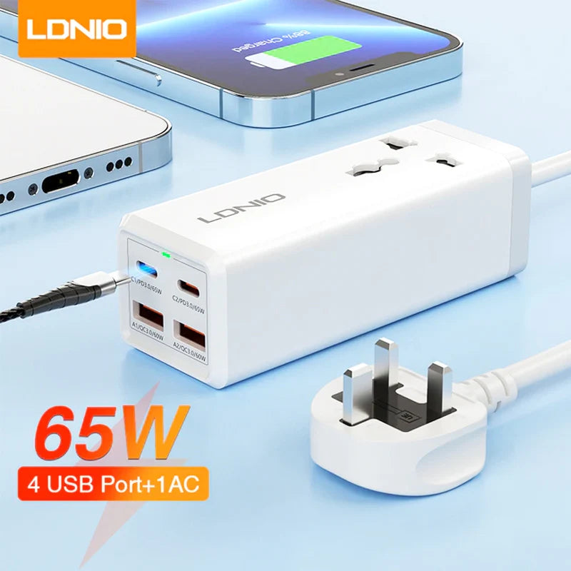 LDNIO SC1418 Multi-functional 4 Port+ AC Extension Power Strip (65W)