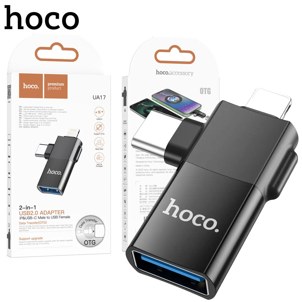 Hoco UA17 iP male/Type-C Male to USB Female 2-in-1 Adapter