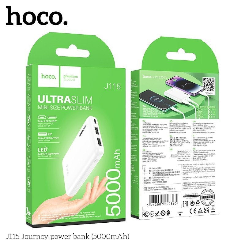 Hoco J115 Ultra Slim Mini Power Bank 5000 mAh