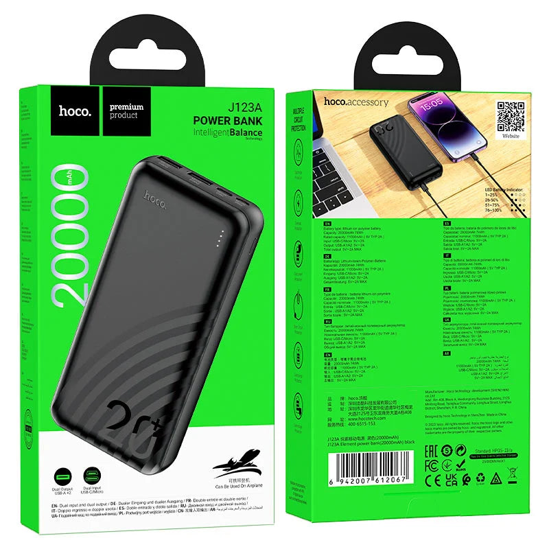 Hoco J123A Element Dual USB Power Bank(20000mAh)