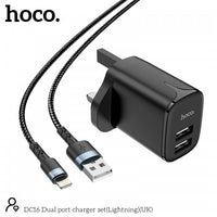 Hoco DC16 Dual Port Lightning Charger Set