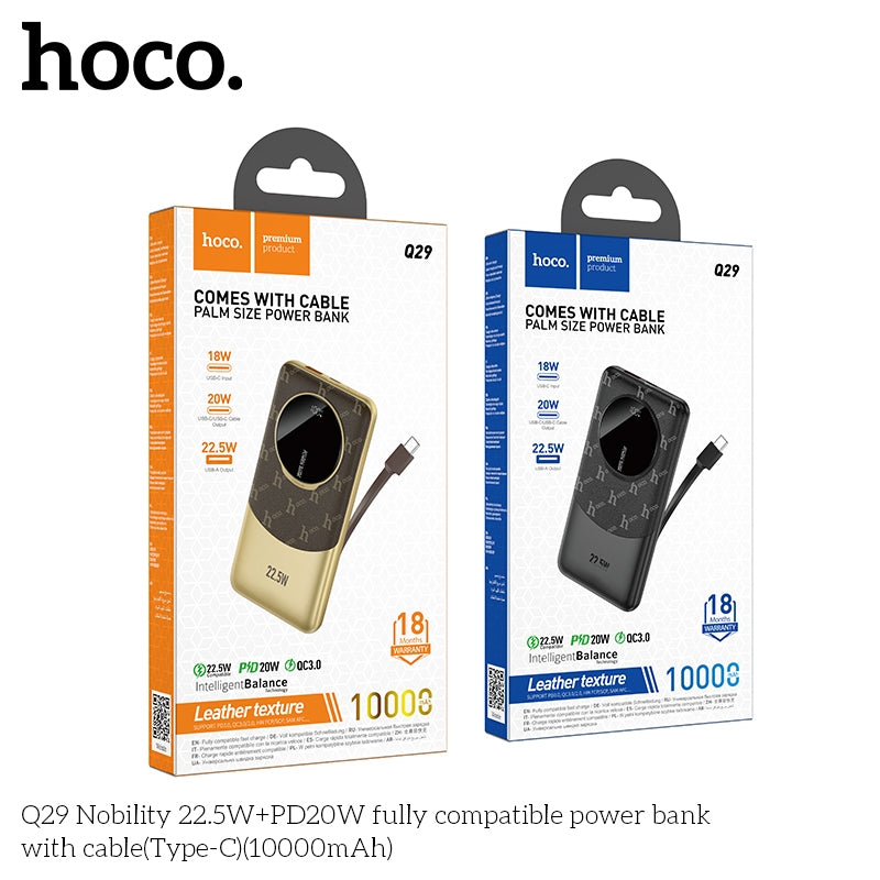 Hoco Q29 22.5W+PD20W Fully Compatible PowerBank with Type-C Cable(10000mAh)