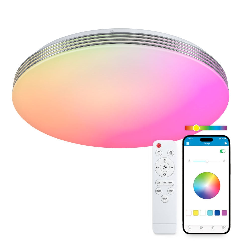 KSIX Boreal SmartLED ceiling light, RGBIC + CCT, 38,5 cm diameter, 5.600 lm, 52 W, iLink app