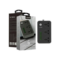 LDNIO SC3604 UK Power Strip with 3 AC Sockets + 6 USB Ports
