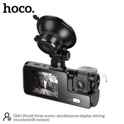 Hoco DI60 World Three-Screen Simultaneous Display Dash Cam (WiFi Version)