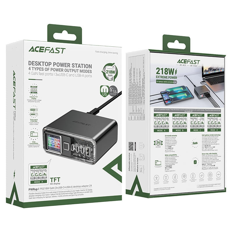 ACEFAST Z4 GaN (3*USB-C+USB-A) Desktop Charging Adapter PD218W