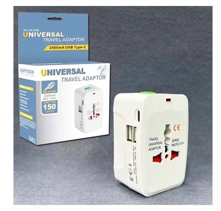 NarKen Universal (2USB+ Type-C) Travel Adaptor
