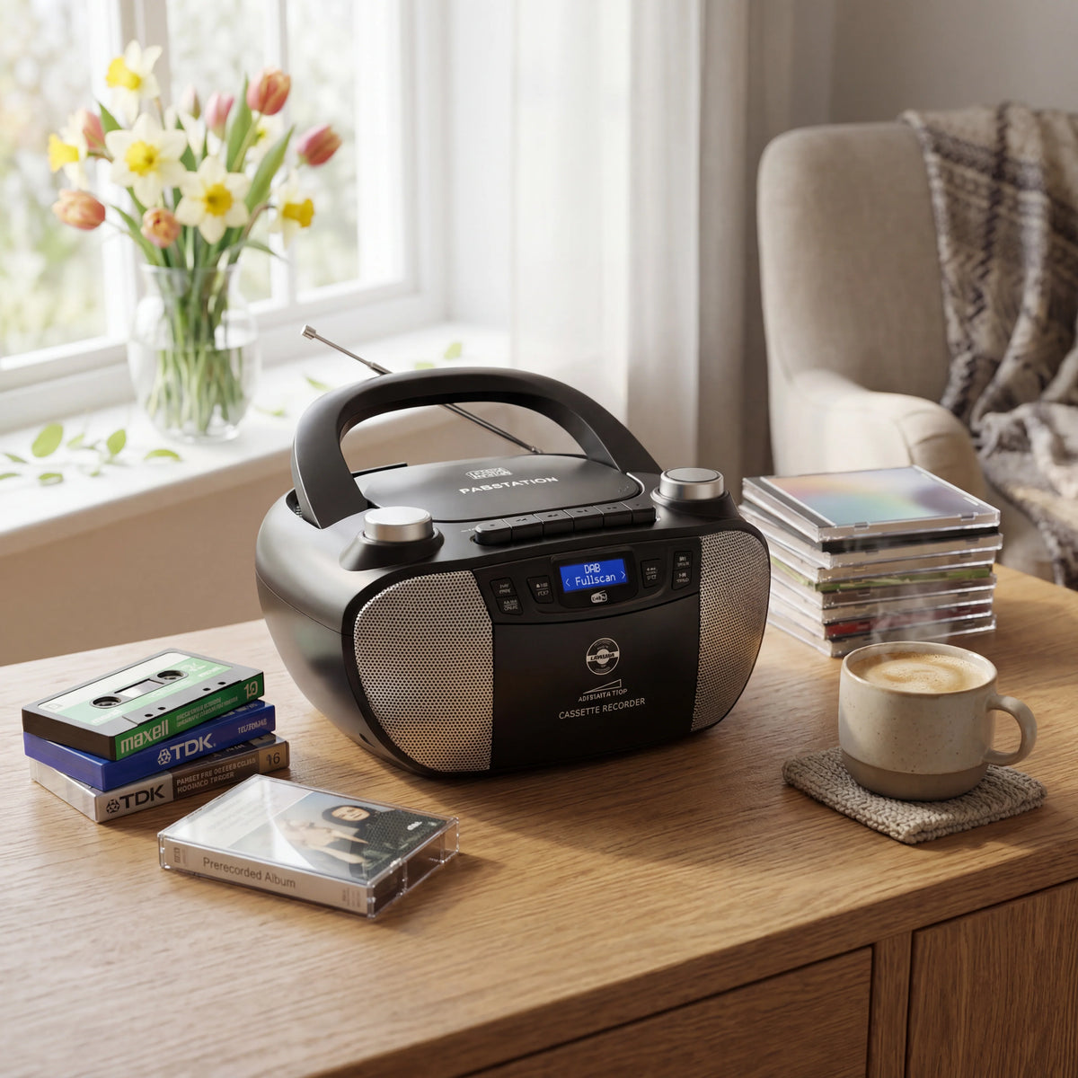 Steepletone Dabstation CD Boombox with DAB+, Bluetooth & Cassette Recorder