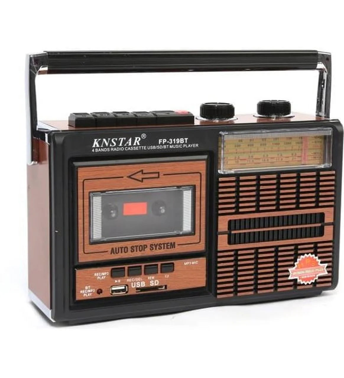 KNSTAR FP-319BT Vintage Cassette+ USB+ SD+BT Music 4 Band Radio