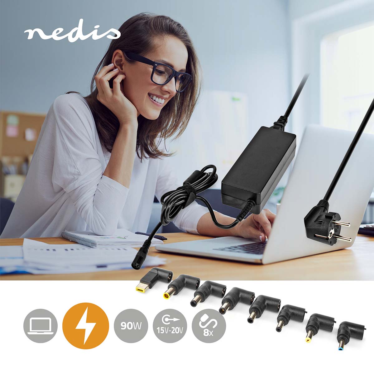 Nedis Notebook Adapter | 90 W | 18.5 / 19 / 19.5 / 20 V DC | 6.0 A