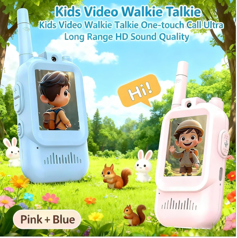 Screen Interactive Portable Video Walkie Talkie Blue & Pink 2.0 Inch