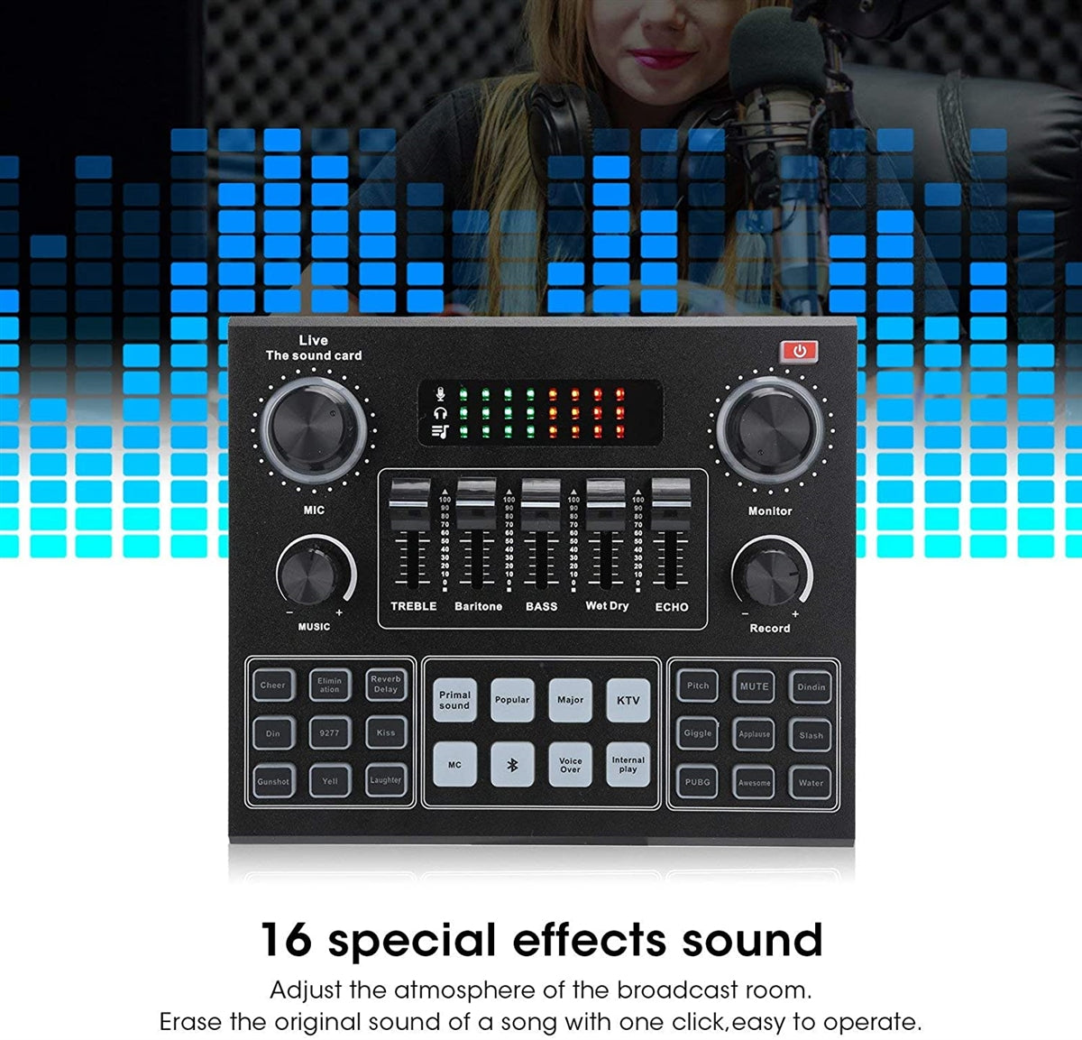 Live Sound Card V9 Bluetooth Stereo Noise Reduction Audio Mixer