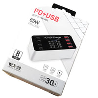 WLX-A9 8-Port (65W PD + USB) Smart LCD Display Charger