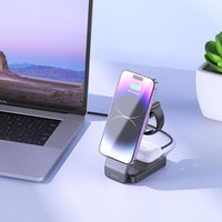 Hoco CQ3 Noble Foldable 3-in-1 Magsafe Wireless Fast Charger Dock