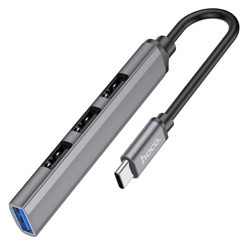 Hoco HB26 Aluminum Alloy 4 in 1 (Type-C to USB3.0+ USB2.0*3) Adaptor