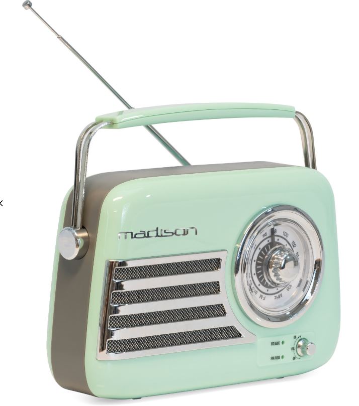 Madison Retro FM BT 30W Rechargeable Bluetooth Radio with USB and AUX