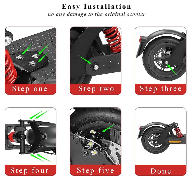 Scooter Rear Wheel Suspension with Mudguard for Xiaomi M365, Pro, Pro 2, and 1S