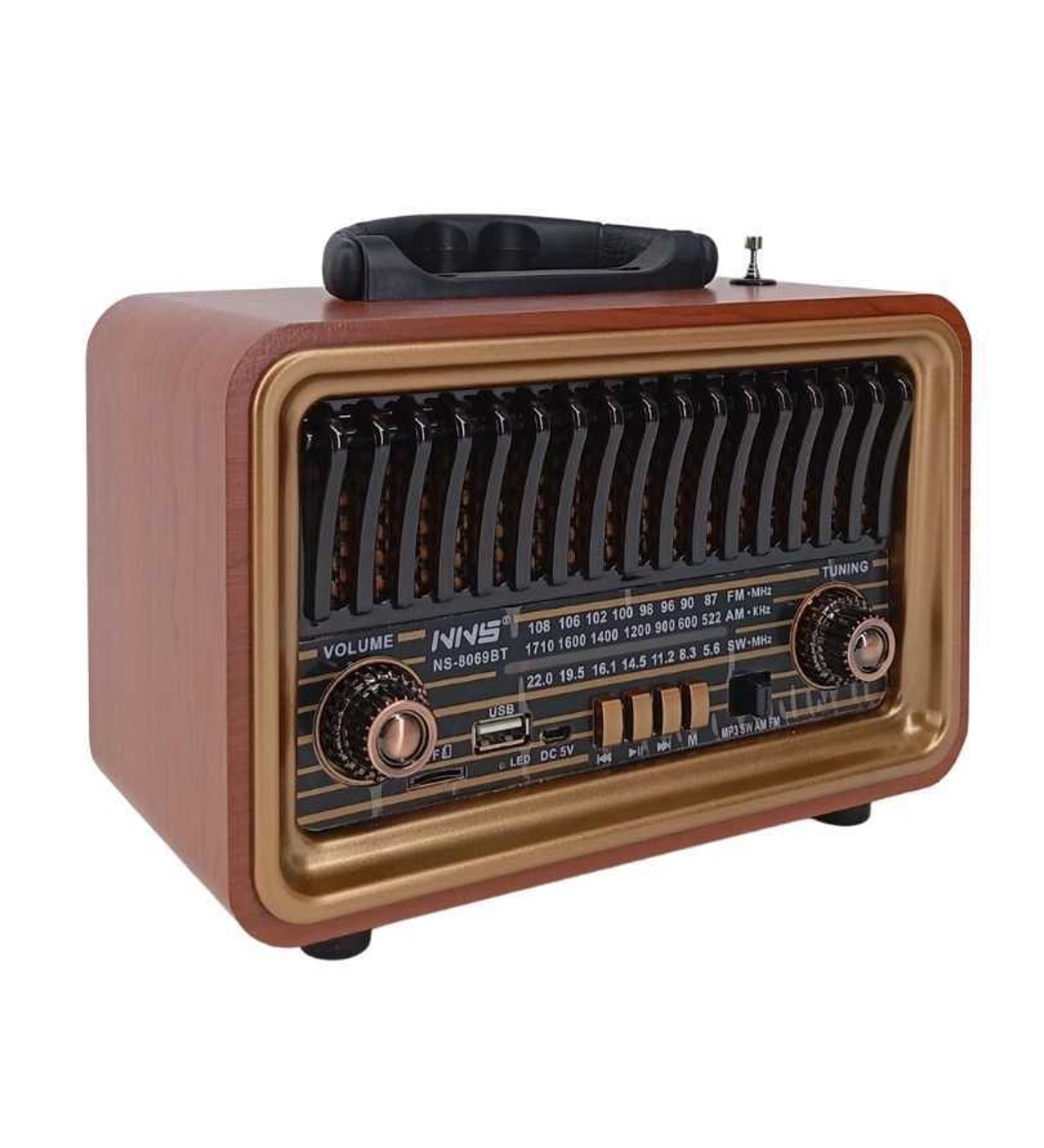 NS-8069BT Portable Retro Radio USB DC Vintage Style