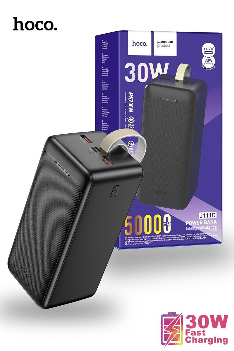 Hoco J111D Smart Charge Dual Out Power Bank PD30W (50000mAh)