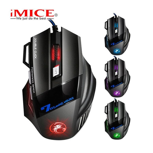 iMICE X7 3200DPI LED Optical 7 Buttons USB Wired Gaming Mouse Black
