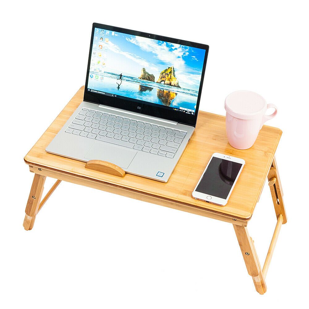 M5535 Bamboo Adjustable Portable Lazy Bed Multi functional Table Yellow