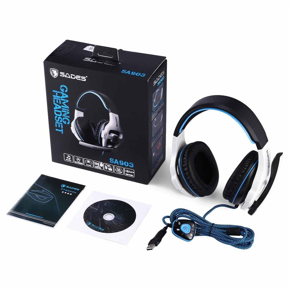 SADES SA903 7.1 Channel Virtual USB Noise Cancelling Gaming Headset Blue