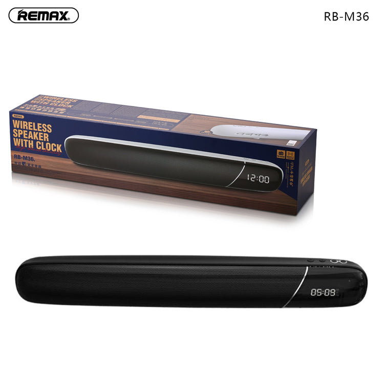 REMAX RB-M36 Sound Bar Desktop Wireless Speaker With Alarm Clock Black