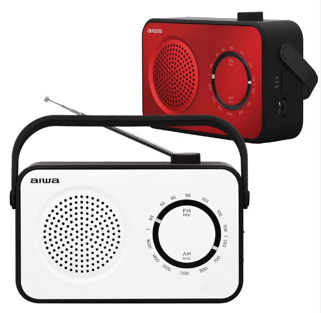 AIWA R-190  Portable Radio, AM/FM, Mains & Battery,  Red/Black